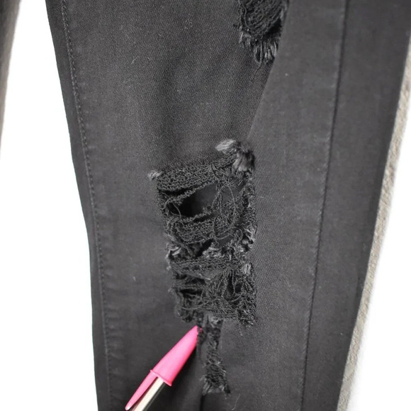 KanCan Skinny Jeans Sz 27 Mid Rise Denim Pants Distressed Grunge Destroyed Black - Picture 16 of 16